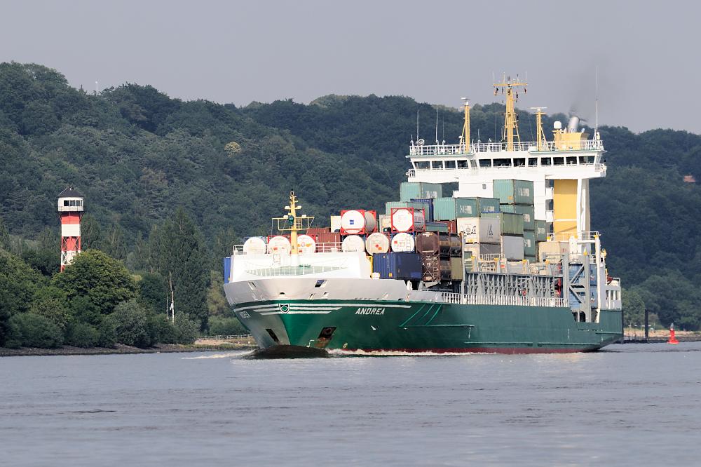 9636 Containerfeeder ANDREA Elbe Hoehe Hamburg Wittenbergen | Bilder von Schiffen im Hafen Hamburg und auf der Elbe